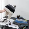 Bérets mode rue laine tricoté casquettes coupe-vent crochet à main Sherpa chapeau décontracté Couple polyvalent tricoté à la main Protection de l'oreille