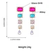 Boucles d'oreilles pendantes multicolores pour femmes, accessoires de mode coréenne de luxe en cristal Fuchsia