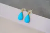 Stud Oorbellen JHY711 Solid 18k Goud Natuur Blauw Turquoise 12.6 7.7mm Studs Voor Vrouwen Fijne Sieraden Verjaardagscadeautjes