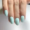 Unghie finte Lucido Stampa artificiale sul chiodo Verde chiaro corto falso con colla gelatinosa Strumento per manicure riutilizzabile fai da te Ongles finto