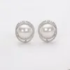 Stud Earrings Freshwater Pearl Flat Round Authentic S925 Silver Large CAE30