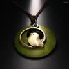 Pendant Necklaces Vintage Wooden Bird Boho Ethnic Style Retro Long Sweater Chain Rope Jewelry For Women Wholesale