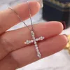 Pendant Necklaces CAOSHI Trendy Lady Necklace With Cross Bright Cubic Zirconia Jewelry For Daily Life Silver Color Accessories Women