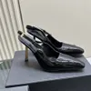 Najlepsze eleganckie buty sukienki Kobiety modne sandały z tyłu powietrza swobodne lakier skórzany kwadratowy palec projektant slingback 10 cm szpilki sztyletowe buty bankietowe