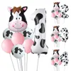 Decorazione per feste 8 pezzi palloncini rosa con stampa mucca occidentale con numero di lamina da 40 pollici 1-9 per ragazze compleanno cowboy tema fattoria per bambini