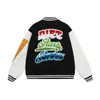 Herrjackor Y2K High Street Black Saint Michael Baseball Jacket Men's Best Quality Round Neck broderad jacka Hip Hop X1016