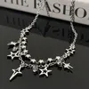 Naszyjniki wiszące w stylu Y2K Tassel Star Naszyjnik dla kobiet osobowość dwuwarstwowa cyrkon pentagram choke słodkie akcesoria biżuteria moda