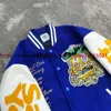 Men's Jackets Blue Saint Michael Religious Embroidery Baseball Coat Women's Casual Extra Large Street Clothing Cotton Dress x1016