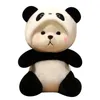 Poupées en peluche Kawaii Panda en peluche doux ours en peluche transformé en poupée animale Panda joli style coussin d'oreiller pour enfants 231016