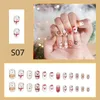 Faux ongles 24 pièces flocon de neige faux ongles ours chien père noël conception givrée dessin animé noël presse sur couverture complète conseils bâton