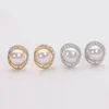 Stud Earrings Freshwater Pearl Flat Round Authentic S925 Silver Large CAE30