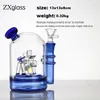 Glass Hosah Colorful Windmill Inset Bong Blue Tjock Reting Oil Rig Bubble Percolator Water Pipes med 14 mm Joint Bowl Banger grossist