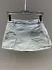 Rokken mode dames denim rok rok hoge taille onregelmatige lijn a-line vaste kleur gewassen mini katoen zomer 2023 17a9628