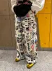 Men's Pants American Vintage Hip-Hop Trendy Street Graffiti Casual And Women's Niche Retro Loose Wide Leg Drawstring Trousers Y2