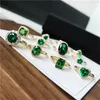 Wedding Rings Vintage For Women S925 Sterling Artificial Emerald Green Gemstone Adjustable Ring Bridal Fine Jewelry Accessories 231016