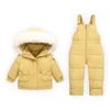 Manteau en duvet pour enfants, ensemble de vêtements, veste d'hiver à 30 degrés, salopette en canard pour filles, costume chaud pour enfants en bas âge, combinaison pour garçons, 231016