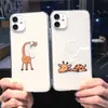 Étuis de téléphone portable Ottwn Mignon Dessin animé Animal Girafe Transparent pour iPhone 13 Pro Max 12 Mini 11 X XS XR 7 8 Plus Couple Clear Soft TPU Cover L230823