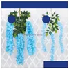 Couronnes de fleurs décoratives Lierre artificiel Fleur de soie Wisteria Vigne Rotin pour centres de table de mariage Décorations Bouquet Garland Ho Dhzk1