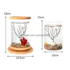 Aquarien 360 Grad drehbares Glas-Betta-Aquarium mit Bambusbasis, Mini-Dekoration, drehbare Schüssel, Aquarium-Zubehör für Büro9327309 D Dhmiw