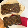 Pochette Feliciie projektant portfela Kobiety Portfele Wysokiej jakości Projektanci Kobieta Mała karta Zippy Women Portfel Designer 3PCS/Set Luksusowy Cartera Hombre Long Coin Torebka