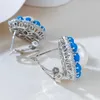 Dangle Oorbellen 2023 Blauw Turquoise Ingelegd 12mm Parel Oorstekers Full Body 925 Zilver Mode Elegante Clip