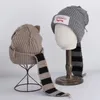 Bérets 2023 Mode Hiver Skullies Mignon Femmes Queue Costume Tricoté Bonnet Chapeaux Épissage Couleurs Cadeau Casquette Hip-Hop