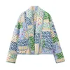 Dames trenchcoats herfst bloemenprint patchwork gewatteerde stand katoen dames lange mouwen open voorkant oversized jas chic elegant