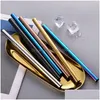 Drinking Straws Colored 12Mm Smoothie St Bubble Tea Stainless Steel Milky Drink Drop Delivery Home Garden Kitchen Dining Bar Barware Dhe7Q