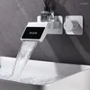 Badezimmer-Waschtischarmaturen, intelligenter digitaler Display-Wasserhahn, Händewaschen, kalt und Heim-Waschtischmischer, Wasserhahn in die Wand