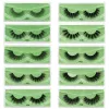 Falska ögonfransar fiber imitation mink hår fransar 1 par naturligt 3D curling enstaka par packning burgundy gul grön lila silver zz