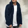 Men's Jackets Fluffy Fleece Coat Winter Hooded Thick Warm Outerwear With Long Sleeve Button Closure Men