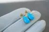 Stud Oorbellen JHY711 Solid 18k Goud Natuur Blauw Turquoise 12.6 7.7mm Studs Voor Vrouwen Fijne Sieraden Verjaardagscadeautjes