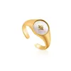 Pierścionki klastra złota matka perłowego znaku sygnetu dla kobiet Regulowana otwarta opaska biżuteria luksusowa jakość moda Accessor265v