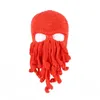 Berets Novelty Handmade Tentacle Octopus Crochet Hats Beard Beanie Men's Women's Knitted Wind Mask Caps Halloween Animal Gifts