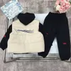 Nouveaux survêtements pour garçon et fille, ensemble trois pièces d'hiver pour enfants, taille 100-150 CM, gilet en coton, pull à capuche et pantalon décontracté, Oct15