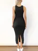 Casual Kleider OneLineFox 2023 Ärmel Split Rib Mini Kleid Frauen Sexy Sommer Club Elegante Partei Bodycon Weibliche Kleidung Vestidos