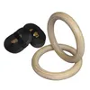 Gymnastic Rings Sports Wood Gymnastic Rings with Adjustable Buckle Straps Anti-slip belt for Strength Training Home Gym Full Body Workout 231012