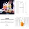 Drinking Straws Clear Glass St 2008Mm Reusable Straight Bent Sts Brush Eco Friendly For Smoothies Cocktails Drop Delivery Home Garde Dhxhc