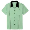 Mäns avslappnade skjortor Sishion 2021 Gray Brown Green Men Shirt St118 Cotton Button Up Classic Retro Bowling Plus Size Short Slee243Z