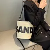 Холщовая сумка-ведро большой вместимости, женская контрастная универсальная сумка через плечо на шнурке с завязками
