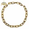 Collana a catena a maglie color oro con rettangolo piatto arrotondato spesso Uomo Donna Gioielli di moda in acciaio inossidabile 1 pezzo1260a