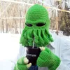 Berets Novelty Handmade Tentacle Octopus Crochet Hats Beard Beanie Men's Women's Knitted Wind Mask Caps Halloween Animal Gifts