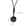 Hänghalsband svart obsidian natursten halsband för män kvinnor amulet hexagram justerbar repkedja colar gåvor219w