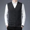 Men's Vests Top Grade Wool Cashmere Sweater Vest 2023 Autumn Winter Warm Fashion V-Neck Smart Casual Classic Knitted