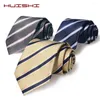 Cravates d'arc Cravate rayée de mode pour homme Cravate quotidienne 8cm Bleu marine Hommes Gris Jaune Gravata Business Wedding Party Cou Costume