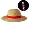 Breda brimhattar Luffy Straw Hat Anime Cartoon Cosplay Caps Accessories Summer Sun Yellow Neck String For Women Men2081