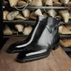 Nieuwe bruine korte laarzen voor heren, zwarte gesp, mode-enkellaarzen, herenlaarzen met vierkante neus