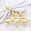 Napkin Rings Napkin Rings 6Pcs Golden Cute Pearl Bow Shape Serviette Buckle For Wedding Party Table Decoration Kitchen Supplies Home G Dhyl9