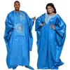 Vêtements ethniques Robes africaines pour couples traditionnels Bazin broderie robe longueur au sol avec écharpe conception de couple