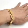 Italian Figaro Link Hip Hop Bracelet 8 5inch 12mm Thick Real Stamp 24K Yellow G F Gold Bangle Fine Solid Wrist Chain3055
